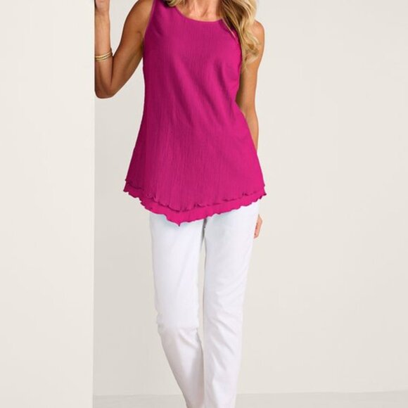 Soft Surroundings Siesta Key Tank Top 3X Coral Pink 100% Cotton Lagenlook - Picture 9 of 14